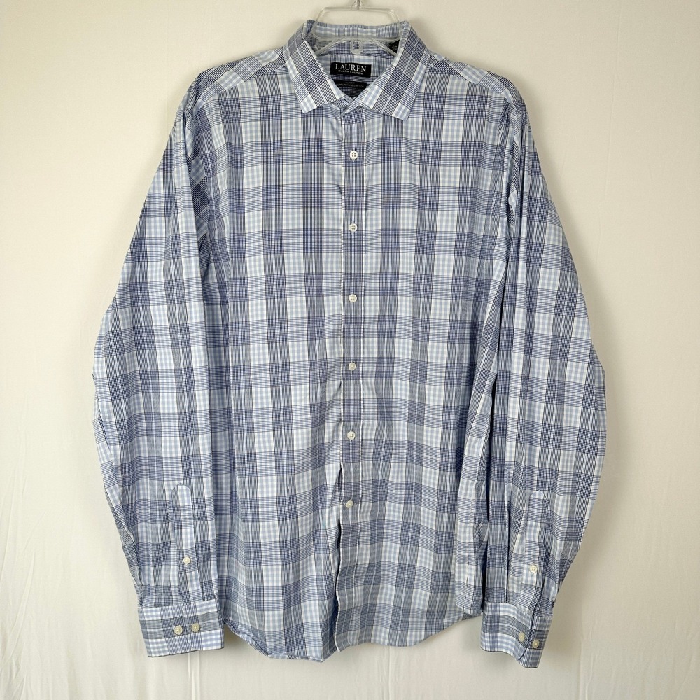 Lauren Ralph Lauren Black Label Shirt Mens XL Slim Fit Performance Stretch Plaid